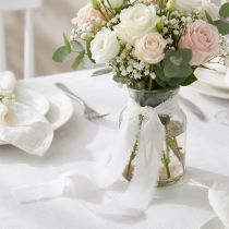 Artikel Chiffonband Weiss 40mm x 15m mit Fransen aus Polyester für Dekorationen