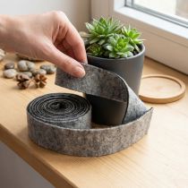 Artikel Filzband aus 100 % Wolle, 7,5 cm breit und 5 m lang, Grau und Schwarz für Floristik und Dekoration