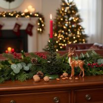 Artikel Kerzenständer Tannenbaum Grün Metall 28 cm für Stabkerzen