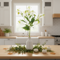 Artikel Künstlicher Gloriosa Blütenzweig weiss gelb aus Kunststoff und Stoff 80 cm 3er-Set