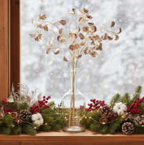Artikel Bohnenblütenzweig Metallic Champagner Kunstpflanze 80 cm 3er-Set Weihnachten