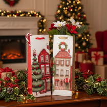 Artikel Geschenktasche für Flaschen Weihnachten Haus und Tannenbaum 36cm 2 Stück Papier