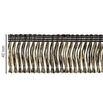 Artikel Fransenborte Textil Schwarz-Gold 4cm x 25m für Kranzdeko und Trauerband