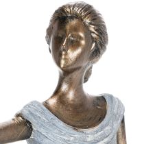 Artikel Dekofigur Frau mit Vogel aus Polyresin in Kupfer und Weiss, 41 cm Höhe