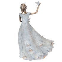 Artikel Dekofigur Frau mit Vogel aus Polyresin in Kupfer und Weiss, 41 cm Höhe