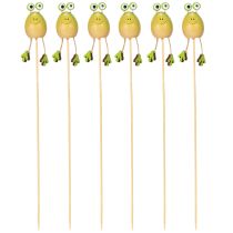 Artikel Frosch Gartenstecker aus Holz zur Dekoration 34cm Grün 6er Set