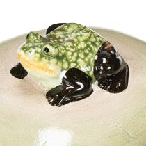 Artikel Dekofigur Frosch auf Schwimmstein aus Keramik 13 cm Grün