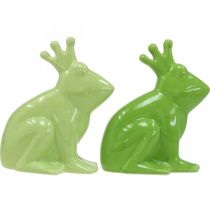 Artikel Deko-Figuren Froschkönig Paar, Keramik, 13×8×16 cm, Hellgrün und Dunkelgrün