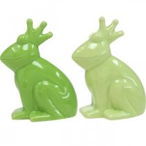 Artikel Keramik Froschkönig Dekofigur, 10,5 × 5,5 × 7 cm, Hellgrün und Dunkelgrün, 4er-Set