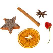 Artikel Getrocknete Orangenscheiben Deko-Set mit Zimtstangen, Sternanis und Holzelementen 70g für festliche Tischdekoration