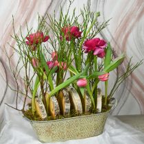 Artikel Frühlingsdeko Blumentopf oval Metall Pflanzschale mit Griffen Vintage 28×15cm