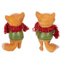 Artikel Deko-Fuchs mit Schal und Zapfen 10cm 2er-Set Polyresin orange-grün