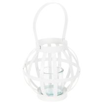 Artikel Gartenlaterne aus Metall und Glas, weiss, Ø18,5cm