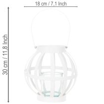 Artikel Gartenlaterne aus Metall und Glas, weiss, Ø18,5cm