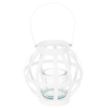 Artikel Gartenlaterne aus Metall und Glas, weiss, Ø18,5cm