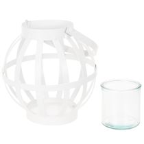 Artikel Gartenlaterne aus Metall und Glas, weiss, Ø18,5cm
