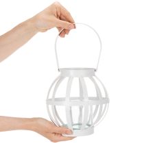 Artikel Gartenlaterne aus Metall und Glas, weiss, Ø18,5cm