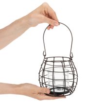 Artikel Gartenlaterne Metall Schwarz mit Glas-Windlicht Ø14cm H12,5cm