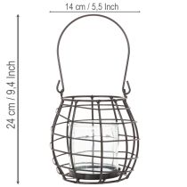 Artikel Gartenlaterne Metall Schwarz mit Glas-Windlicht Ø14cm H12,5cm
