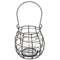 Artikel Gartenlaterne Metall Schwarz mit Glas-Windlicht Ø14cm H12,5cm