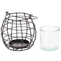 Artikel Gartenlaterne Metall Schwarz mit Glas-Windlicht Ø14cm H12,5cm