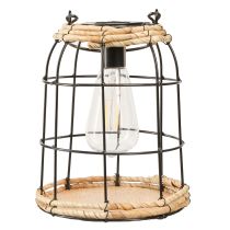 Artikel Solar-Gartenlaterne Metall Schwarz Ø 17 cm mit Holz-Boden
