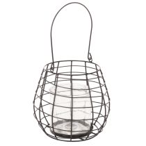 Artikel Gartenlaterne aus Metall mit Glas Windlicht Schwarz Ø20cm H18,5cm