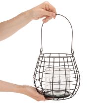 Artikel Gartenlaterne aus Metall mit Glas Windlicht Schwarz Ø20cm H18,5cm