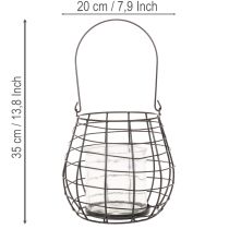 Artikel Gartenlaterne aus Metall mit Glas Windlicht Schwarz Ø20cm H18,5cm