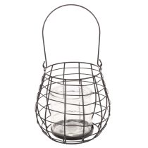 Artikel Gartenlaterne aus Metall mit Glas Windlicht Schwarz Ø20cm H18,5cm