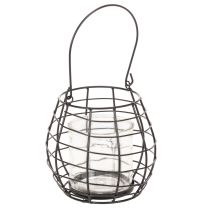 Artikel Gartenlaterne mit Henkel Metall Schwarz Windlicht Glas Ø17cm H15cm