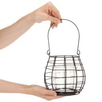 Artikel Gartenlaterne mit Henkel Metall Schwarz Windlicht Glas Ø17cm H15cm