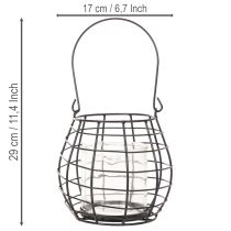 Artikel Gartenlaterne mit Henkel Metall Schwarz Windlicht Glas Ø17cm H15cm