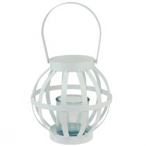 Artikel Gartenlaterne Metall Glas Windlicht zum Hängen Weiß Ø18,5cm