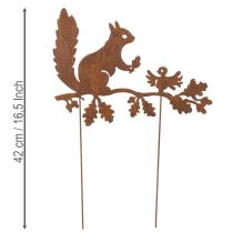 Artikel Gartenstecker Eichhörnchen auf Ast aus Metall in Rost-Optik, H42cm, 3er-Set