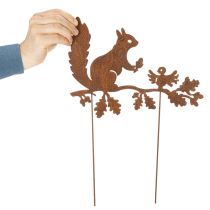 Artikel Gartenstecker Eichhörnchen auf Ast aus Metall in Rost-Optik, H42cm, 3er-Set