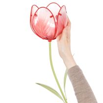 Artikel Gartenstecker Tulpe Glas Rot 94 cm Dekoration für Balkon und Garten
