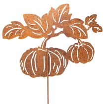 Artikel Gartenstecker Metall Kürbis Rostoptik 100cm für Herbstdekoration