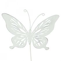 Gartenstecker Metall Schmetterling Weiß 14×12,5/52cm 2St