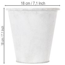 Artikel Metall-Pflanztopf mit Ornamenten Weiss Ø18,5cm H18cm für Innen- und Aussenbereich