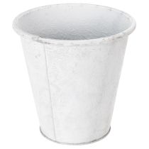 Artikel Metall-Pflanztopf mit Ornamenten Weiss Ø18,5cm H18cm für Innen- und Aussenbereich