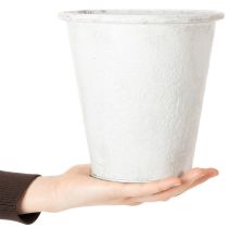 Artikel Metall-Pflanztopf mit Ornamenten Weiss Ø18,5cm H18cm für Innen- und Aussenbereich