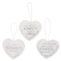 Artikel Geschenkanhänger Herz Konfetti Papier 9cm Weiss Silber 6 Stück