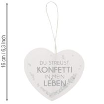 Artikel Geschenkanhänger Herz Konfetti Papier 9cm Weiss Silber 6 Stück