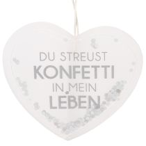 Artikel Geschenkanhänger Herz Konfetti Papier 9cm Weiss Silber 6 Stück