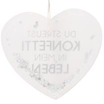 Artikel Geschenkanhänger Herz Konfetti Papier 9cm Weiss Silber 6 Stück