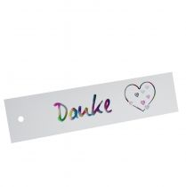 Artikel Geschenkanhänger aus Karton 20x4,5cm Rot Weiss mit Danke-Motiv 12 Stück