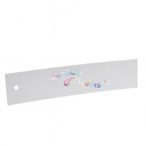 Artikel Geschenkanhänger aus Papier mit Schriftzug „Herzliche Glückwünsche“ 20x4,5cm, 12 Stück, gelb-weiss