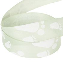 Artikel Geschenkband Stoff Babyfüsse Pastellgrün 25mm 16m