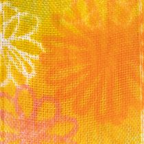 Artikel Organzaband Blumenmotiv Gelb Orange 25mm x 18m – 59% Polyester, 41% Polyamid